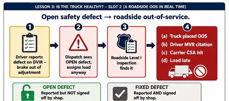 Open safety defect leads to roadside out-of-service